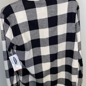 Boy’s black and white plaid button down.